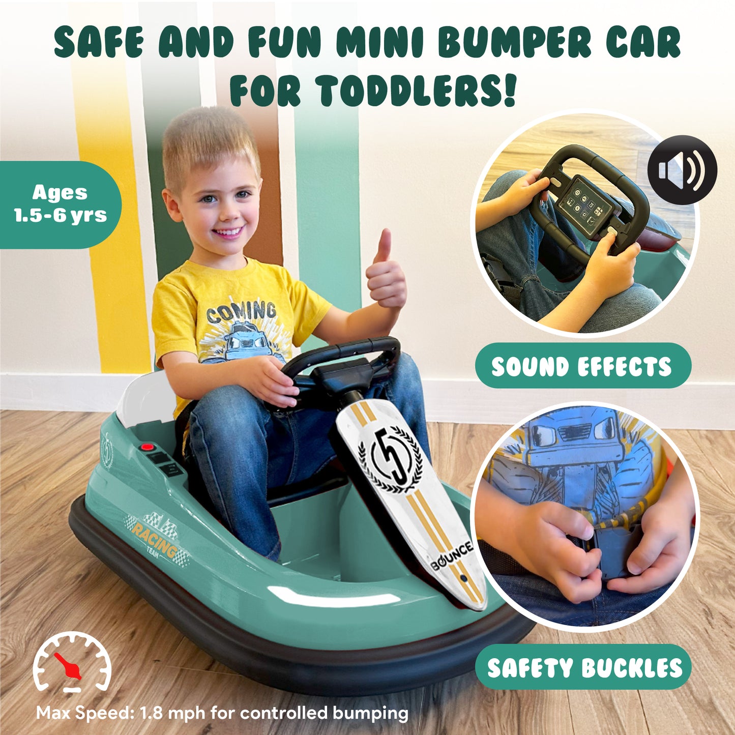 Bumper Car for Toddlers - Ages 1.5-6 Years