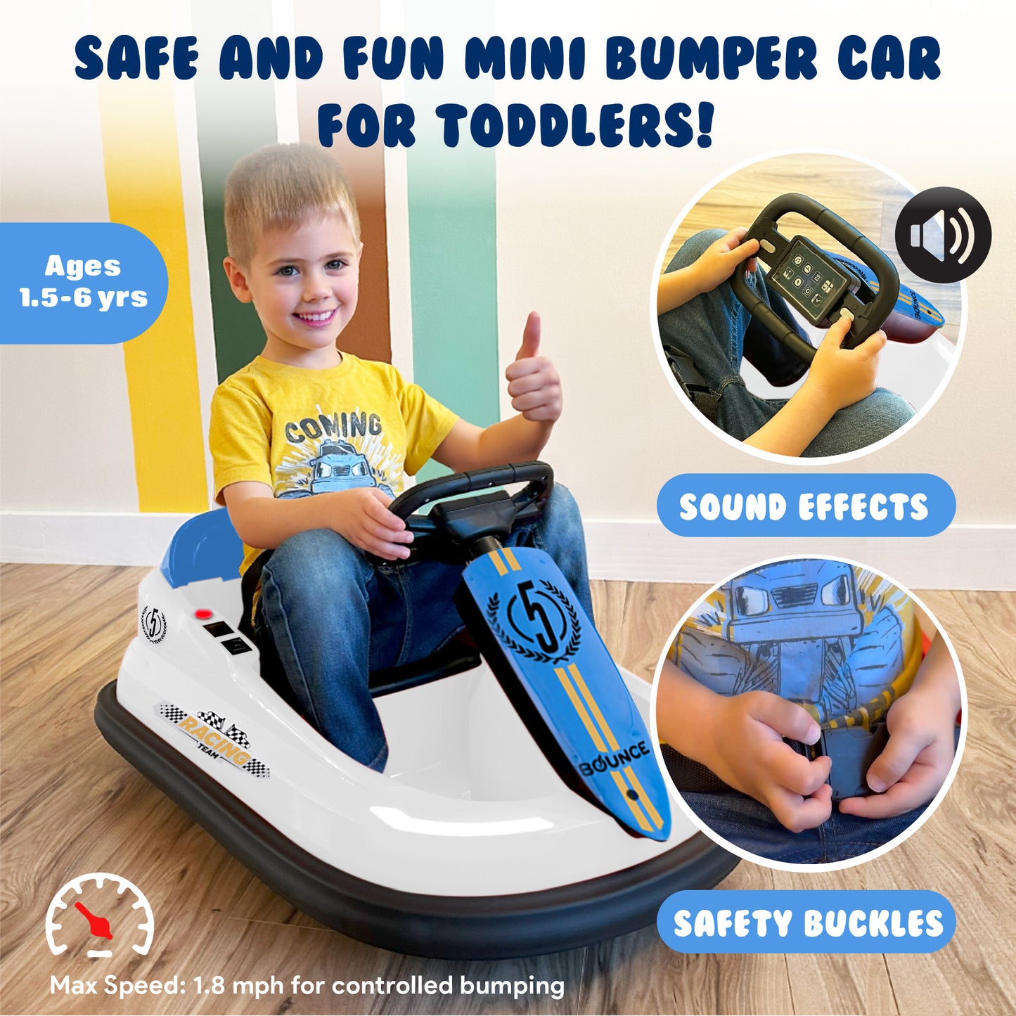 Bumper Car for Toddlers - Ages 1.5-6 Years
