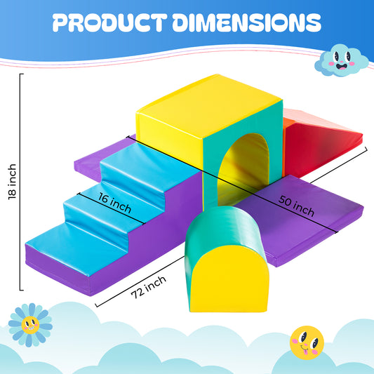 Tunnel Deluxe Soft Play Set - Toddler Climbing Toys - (6 Pc Set)