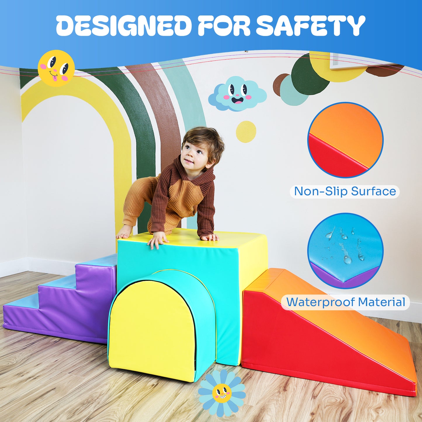 Toddler Climbing Toys - Soft Play Set for Kids (6 Pc Set)