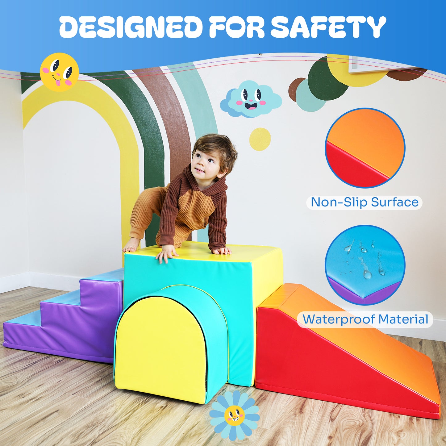 Tunnel Deluxe Soft Play Set - Toddler Climbing Toys - (6 Pc Set)