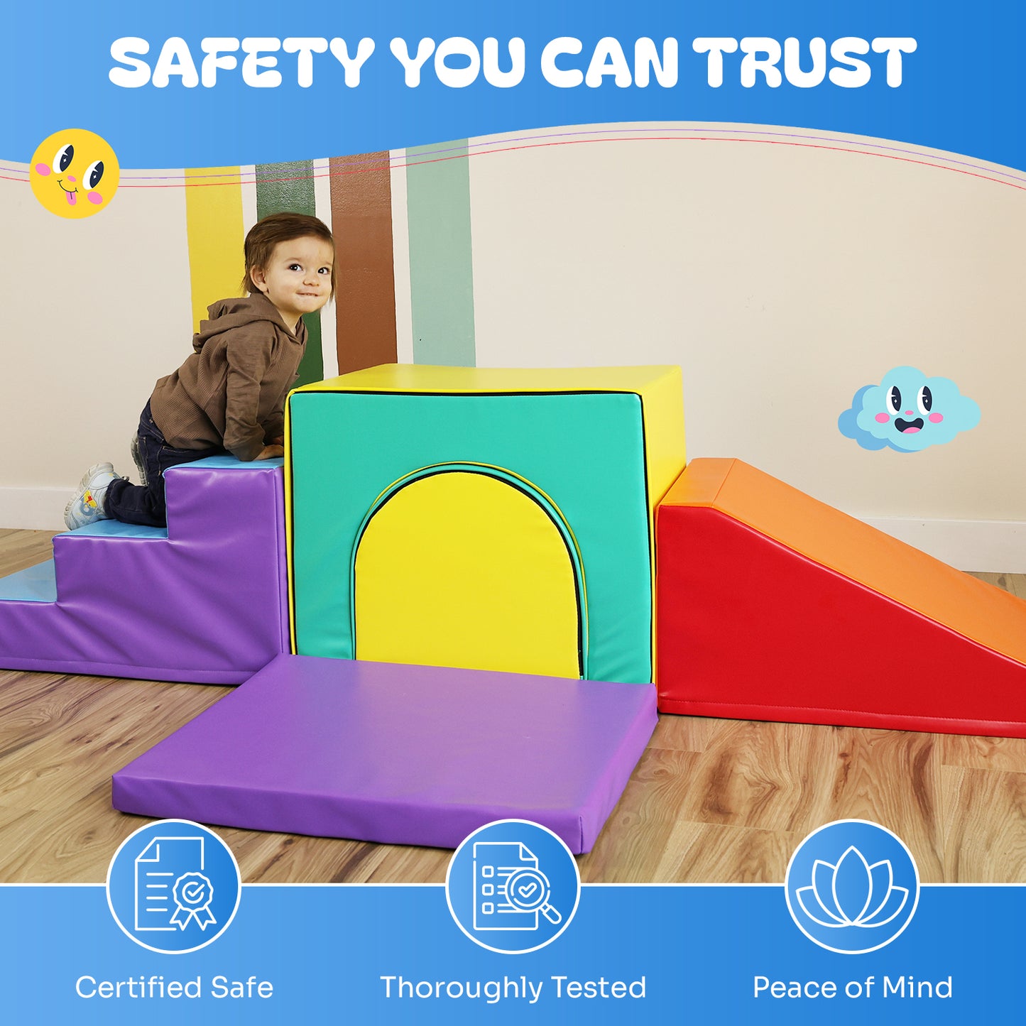 Tunnel Deluxe Soft Play Set - Toddler Climbing Toys - (6 Pc Set)
