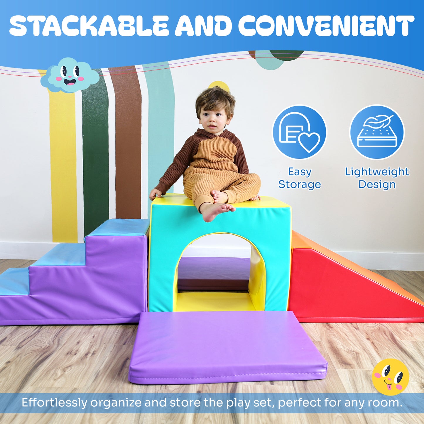 Tunnel Deluxe Soft Play Set - Toddler Climbing Toys - (6 Pc Set)