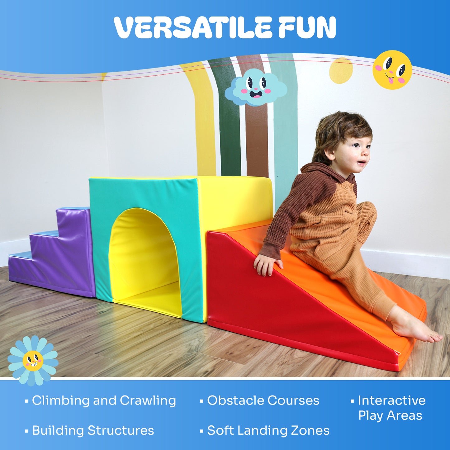 Tunnel Soft Play Set - Toddler Climbing Toys - (4 Pc Set)