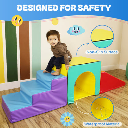 Tunnel Soft Play Set - Toddler Climbing Toys - (4 Pc Set)