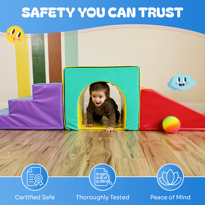 Tunnel Soft Play Set - Toddler Climbing Toys - (4 Pc Set)