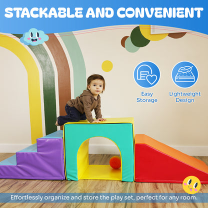 Tunnel Soft Play Set - Toddler Climbing Toys - (4 Pc Set)