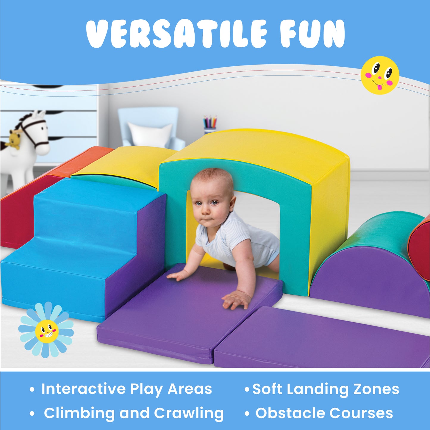 Super Deluxe Soft Play Set - Toddler Climbing Toys - (9 Pc Set)