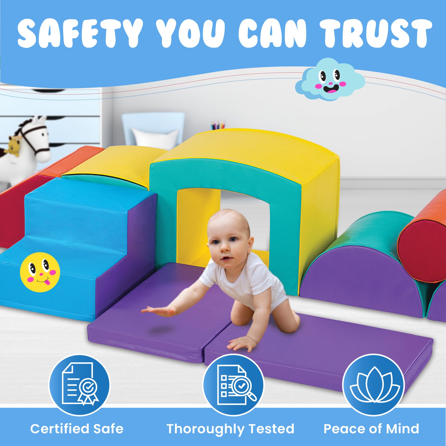 Super Deluxe Soft Play Set - Toddler Climbing Toys - (9 Pc Set)