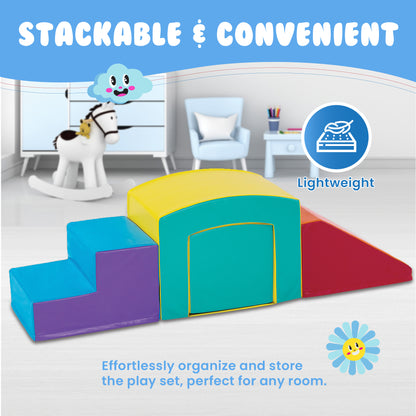 Square Tunnel Soft Play Set  - Toddler Climbing Toys - (4pc Set)