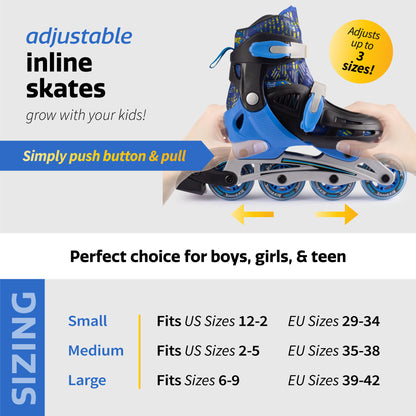 Adjustable Inline Skates - Blue