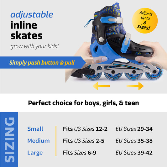 Adjustable Inline Skates - Blue