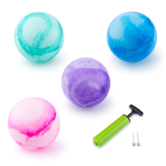 Marbleized Bouncy Balls Set of 4 Plus Pump