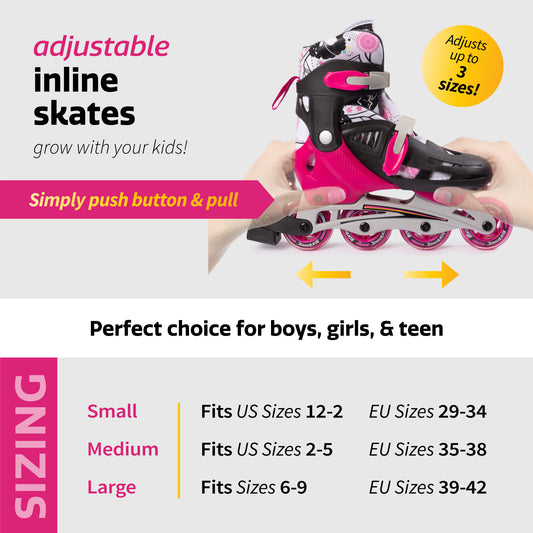 Adjustable Inline Skates - Pink